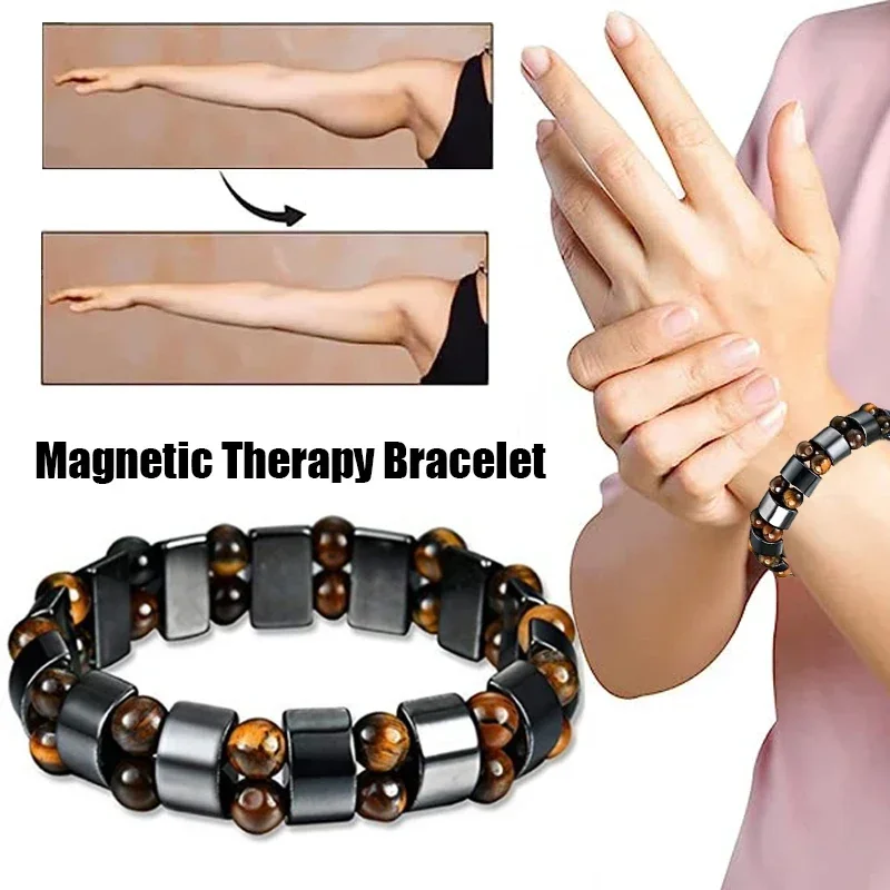 Coordinates Bracelet - 天然石二重層タイガーアイリンパ解毒ブレスレット男性と女性のための磁気療法減量ブレスレット