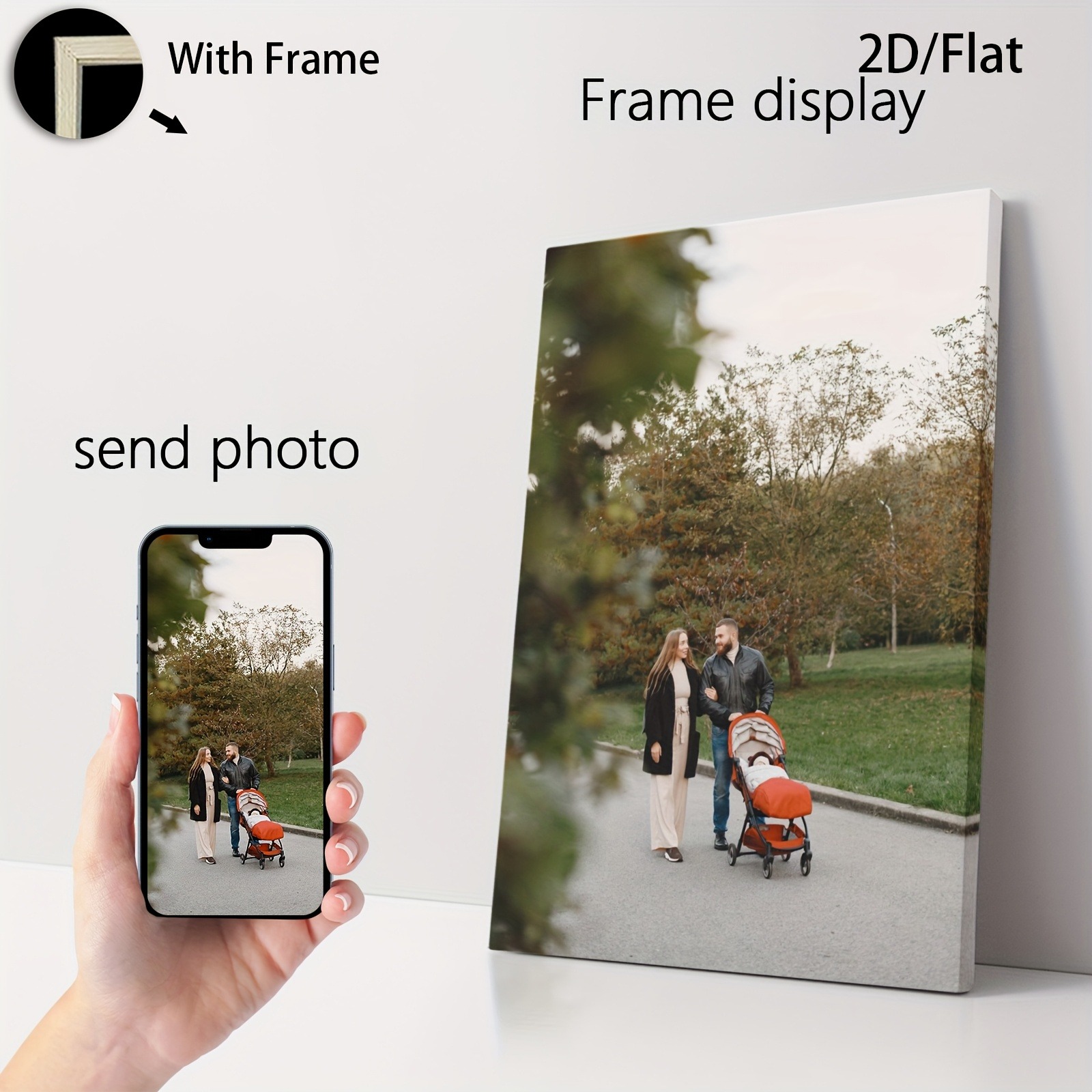 Engraved Wood Frame - 木製フレーム入りポスター1枚、パーソナライズされた写真ウォールアート、家族に嬉しい、家族の誕生日に最適なギフト
