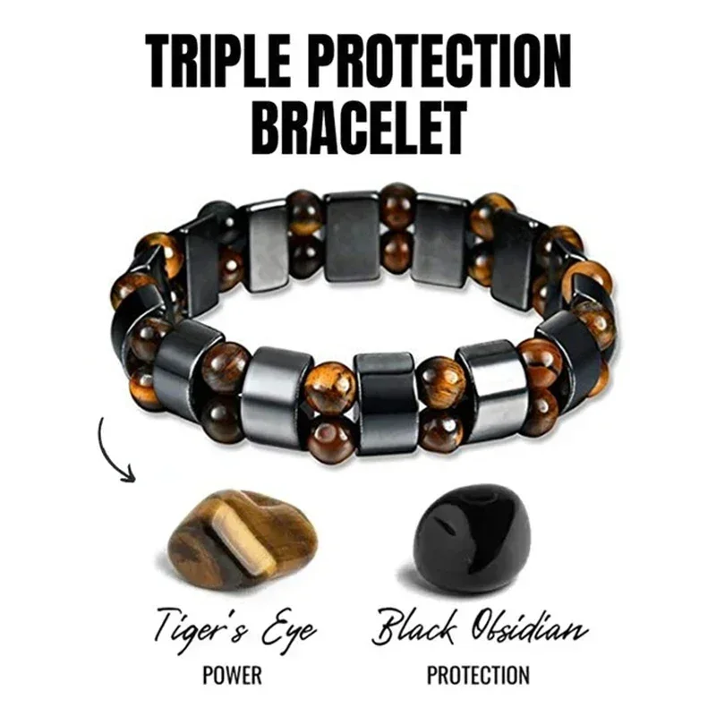 天然石二重層タイガーアイリンパ解毒ブレスレット男性と女性のた - Coordinates Bracelet のレビューと価格
