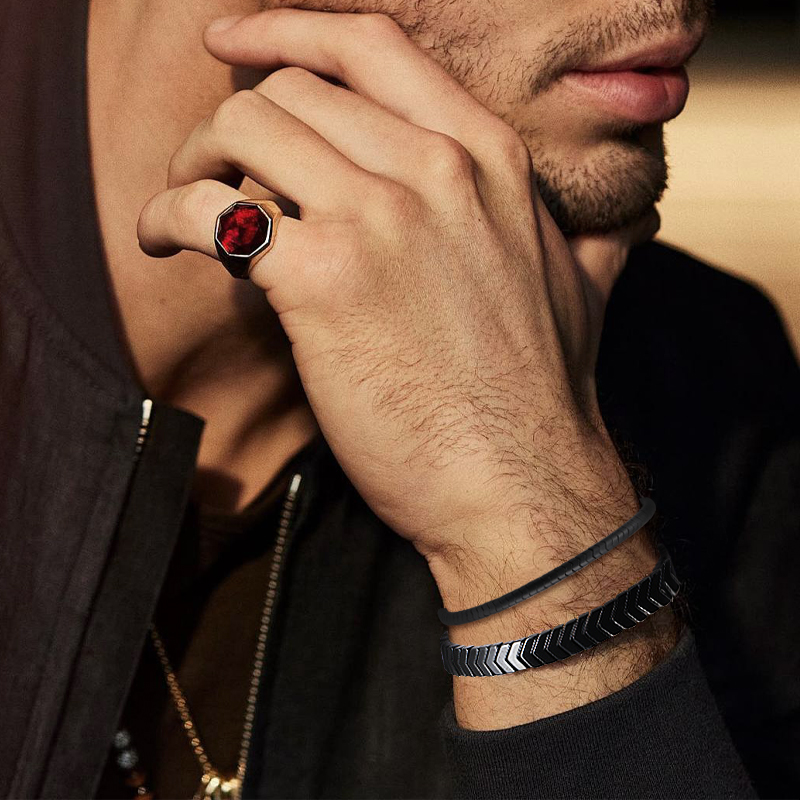 男性用ブラックストーンヘマタイトブレスレット,エネルギー,健 - Coordinates Bracelet のレビューと価格
