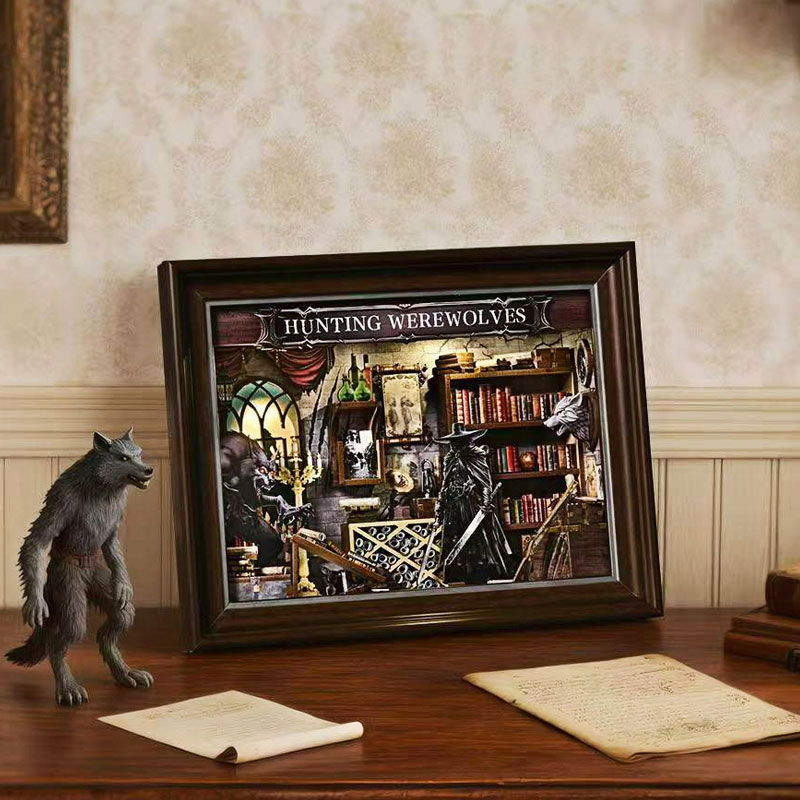 DIY 3D木製ブックヌックキット ミニチュアドールハウス  - Engraved Wood Frame のレビューと価格