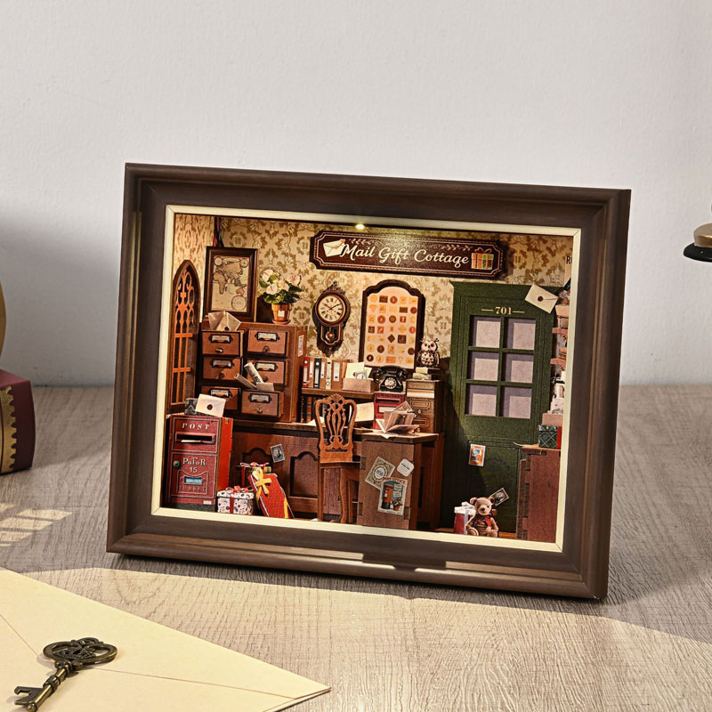 DIY 3D木製ブックヌックキット ミニチュアドールハウス  - Engraved Wood Frame のレビューと価格