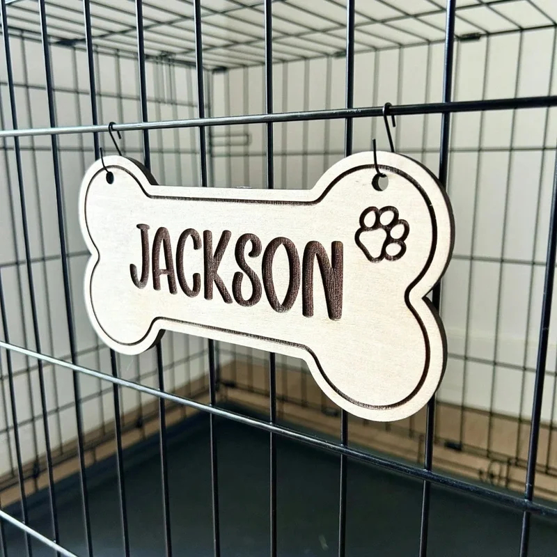 5個入りカスタム木製ドッグタグ - パーソナライズされた骨型 - Pet Portrait Custom のレビューと価格
