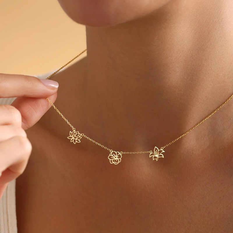 カスタマイズされた誕生花ネックレス女性子供 Stianles - Birth Flower Necklace のレビューと価格
