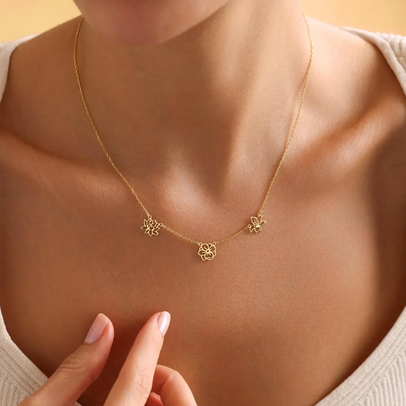 カスタマイズされた誕生花ネックレス女性子供 Stianles - Birth Flower Necklace のレビューと価格