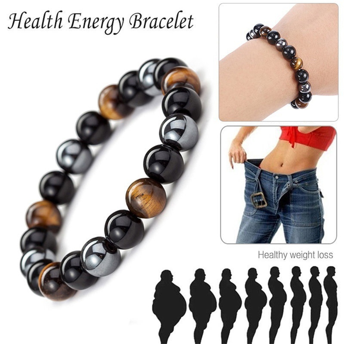 男性用ブレスレット 磁気ヘマタイト タイガーアイ ブラックオ - Coordinates Bracelet のレビューと価格